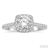 3/4 ctw Diamond Ladies Engagement Ring with 1/2 Ct Round Cut Center Stone in 14K White Gold