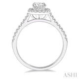 3/4 ctw Diamond Ladies Engagement Ring with 1/2 Ct Round Cut Center Stone in 14K White Gold