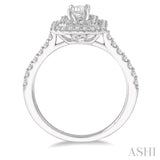 1.00 ctw Diamond Ladies Engagement Ring with 1/2 Ct Emerald Cut Center Stone in 14K White Gold