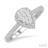 1/3 ctw Pear Shape Round Cut Diamond Lovebright Ring in 14K White and Rose Gold