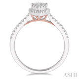 1/3 ctw Pear Shape Round Cut Diamond Lovebright Ring in 14K White and Rose Gold