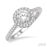 3/8 ctw Diamond Ladies Engagement Ring with 1/4 Ct Round Cut Center Stone in 14K White Gold