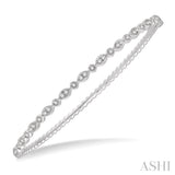 3/8 ctw Marquise & Round Mount Stackable Diamond Bangle in 14K White Gold