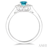 6x4 MM Oval Shape Aquamarine and 1/5 ctw Round Cut Diamond Semi Precious Ring in 10K White Gold