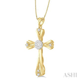 1/4 ctw Lovebright Round Cut Diamond Cross Pendant in 14K Yellow and White Gold with chain
