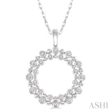 1/6 ctw Twin Halo Round Cut Diamond Fashion Pendant in 10K White Gold with chain