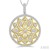 1/4 ctw Lattice Floral Splendor Diamond Fashion Pendant in 10K Yellow Gold with chain