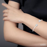 5/8 ctw Oval Shape Lovebright Open Cuff Diamond Bangle in 14K White Gold