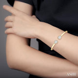 5/8 ctw Round Cut Lovebright Diamond Pear Shape Open Cuff Bangle in 14K Yellow and White Gold