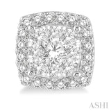 1 ctw Cushion Shape Lovebright Round Cut Diamond Stud Earrings in 14K White Gold