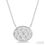 1/2 Ctw Oval Shape Lovebright Diamond Pendant With Chain in 14K White Gold