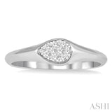 1/10 Ctw Pear Shape Lovebright Diamond Ring in 14K White Gold