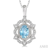 Oval Shape Gemstone & Diamond Pendant