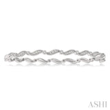 1/4 ctw Curvy Round Cut Diamond Stackable Bangle in 14K White Gold