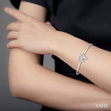 Silver Fleur De Lis Diamond Flexi Fashion Bangle