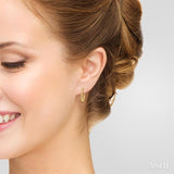1/6 ctw Marquise & Circle Motif Round Cut Diamond Hoop Earrings in 10K Yellow Gold