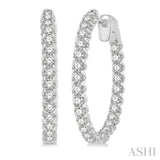 2.00 ctw Inside-Out Round Cut Diamond Hoop Earrings in 14K White Gold