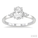 3/4 Ctw Pear and Oval Cut Diamond Ladies Engagement Ring With 1/2 Ct Oval Cut Center Stone in 14K White Gold