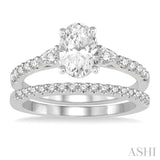 1.00 ctw Round, Pear & Oval Cut Diamond Wedding Set With 7/8 ctw Engagement Ring and 1/8 ctw Wedding Band in 14K White Gold