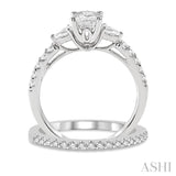 1.00 ctw Round, Pear & Oval Cut Diamond Wedding Set With 7/8 ctw Engagement Ring and 1/8 ctw Wedding Band in 14K White Gold