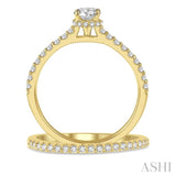 3/4 ctw Diamond Wedding Set With 5/8 ct Round Cut Diamond Engagement Ring and 1/6 ct Wedding Band in 14K Yellow Gold