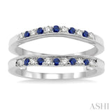 1.45 MM Sapphire and 1/6 ctw Round Cut Diamond Precious Insert Ring in 14K White Gold