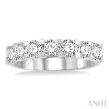 2 Ctw 7 Stone Round Cut Diamond Wedding Band in 14K White Gold