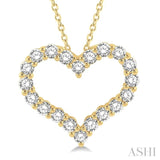 1 1/2 Ctw Heart Shape Round Cut Diamond Pendant With Chain in 14K Yellow Gold