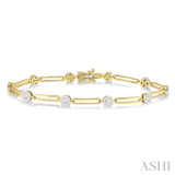 1 1/5 Ctw Lovebright Round Cut Diamond Paperclip Link Bracelet in 14K Yellow and White Gold