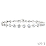 3 Ctw Bezel Set Round Cut Diamond Station Bracelet in 14K White Gold