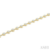 3 Ctw Bezel Set Round Cut Diamond Station Bracelet in 14K Yellow Gold