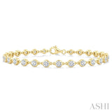 3 Ctw Bezel Set Round Cut Diamond Station Bracelet in 14K Yellow Gold