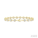 1/2 Ctw Bezel Set Round Cut Diamond Station Bracelet in 14K Yellow Gold