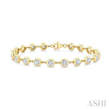 1/2 Ctw Bezel Set Round Cut Diamond Station Bracelet in 14K Yellow Gold