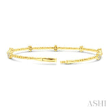 1/2 Ctw Round Cut Bead Bijoux Diamond Clover Bead Fashion Flex Bangle in 14K Yellow Gold