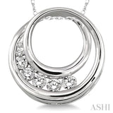 1/4 ctw Diamond Journey Circle Pendant in 14K White Gold with Chain