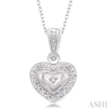 1/20 Ctw Heart Shape Round Cut Diamond Pendant in Sterling Silver with Chain
