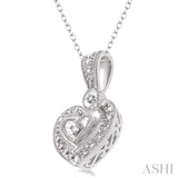 1/20 ctw Heart Shape Single Cut Diamond Pendant in Sterling Silver with Chain