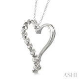 1/10 ctw Round Cut Diamond Heart Pendant in Sterling Silver with Chain