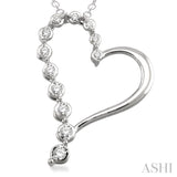 1/10 ctw Round Cut Diamond Heart Pendant in Sterling Silver with Chain