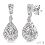 Silver Pear Shape Diamond Earrings