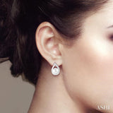 6x6 MM Cultured Pearls and 1/10 Ctw Round Cut Diamond Earrings in Sterling Silver