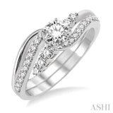 1/2 ctw Diamond Wedding Set with Engagement Ring and Enhancer in 14K White Gold