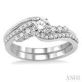 1/2 ctw Diamond Wedding Set with Engagement Ring and Enhancer in 14K White Gold