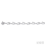 1/20 Ctw Heart Shape Round Cut Diamond Bracelet in Sterling Silver