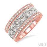 1/2 ctw Round Cut Diamond Triple Band Set in 14K White and Rose Gold