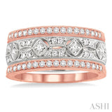 1/2 ctw Round Cut Diamond Triple Band Set in 14K White and Rose Gold