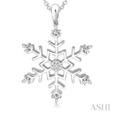 1/20 Ctw Round Cut Diamond Snowflake Pendant in Sterling Silver with Chain