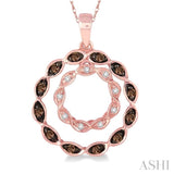 1/8 Ctw White and Champagne Brown Diamond Pendant in 14K Rose Gold with Chain