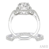 1/2 ctw Diamond Wedding Set with 3/8 ctw Round Cut Engagement Ring and 1/20 ctw Wedding Band in 14K White Gold